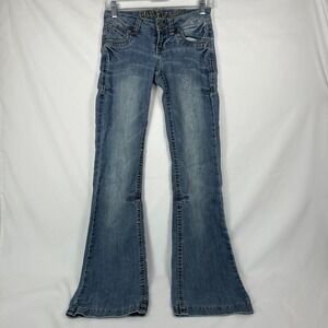 Vintage WallFlower Low Rise Flare Jeans Embroidered Flap Pocket Denim 0/ 25